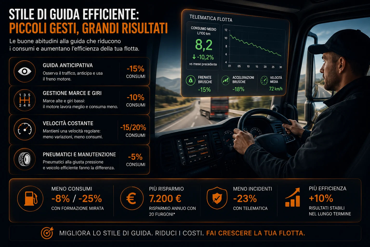 Stile di guida efficiente e riduzione dei consumi della flotta