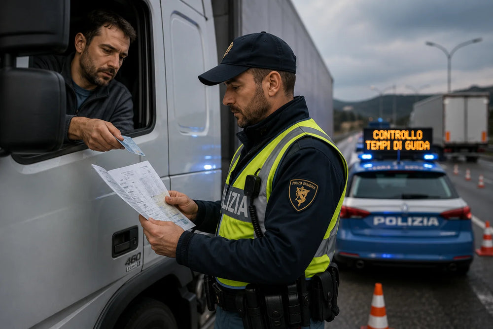 Controllo su strada dei tempi di guida di un veicolo commerciale