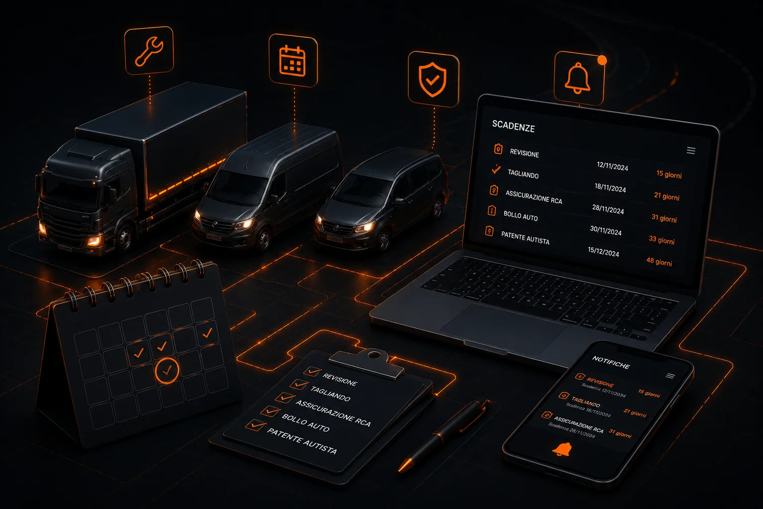 Scadenze manutenzione veicoli aziendali gestite con ControlFleet
