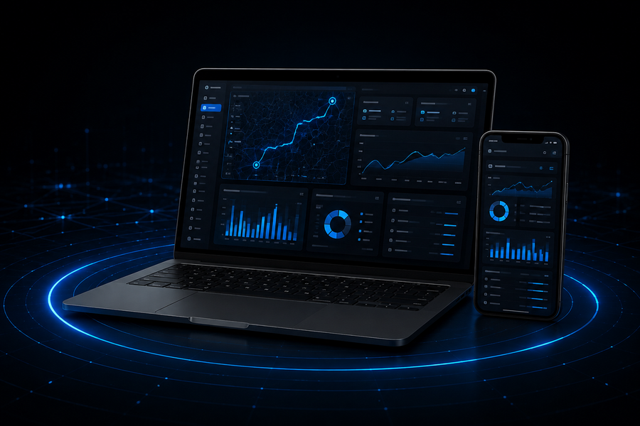 Piattaforma ControlFleet su computer e smartphone